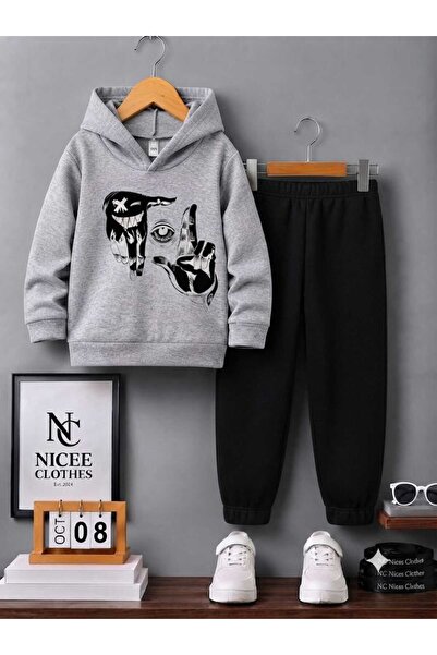 Leto Lykia Children's Tracksuit Set Unisex (Black with Eye between the Hands ...
