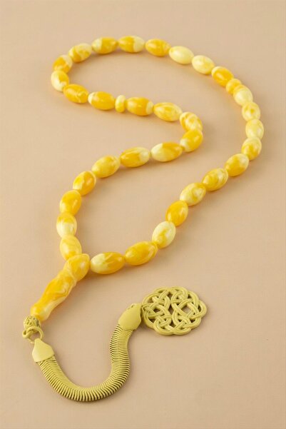HOŞGÖR ACCESSORIES 8*1.3 mm Original Crimped Corn Cut Amber Prayer Beads