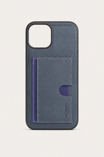 PiyasaSepeti iPhone 15 Luxury Case with Card Holder and Stand, Navy Blue