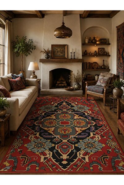 YTR HOME Dijital Baskı Yıkanabilir Kaymaz Taban Dekoratif Salon Mutfak Halısı...