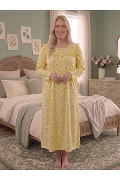 Alize Moda 100% Cotton Long Sleeve Plus Size Women's Nightgown