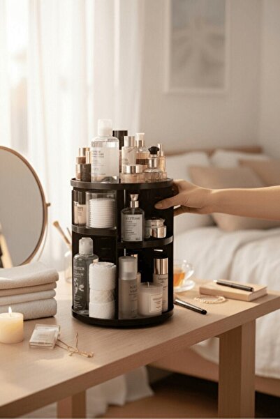 Lumindra 360 Degree Rotating Makeup and Jewelry Organizer – Black Cosmetic Or...
