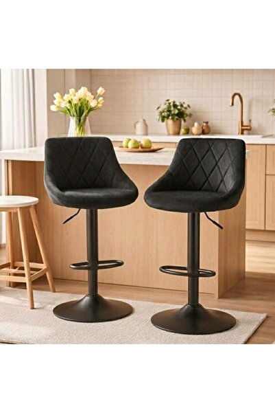 Solplant Set 2 scaune de bucatarie/bar, , Kast, rotativ, catifea neagra, pici...