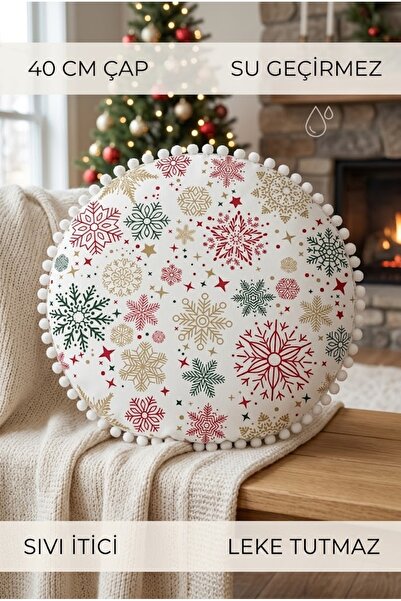 Rona Home Στρογγυλό διακοσμητικό μαξιλάρι 40 εκ. Χριστουγεννιάτικο μαξιλάρι μ...