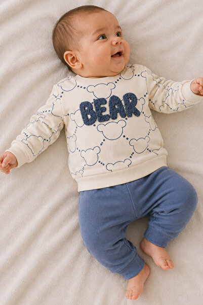 Rocha Baby Baby Boy Teddy Bear Embossed Embroidered Sweatshirt and Sweatpants...