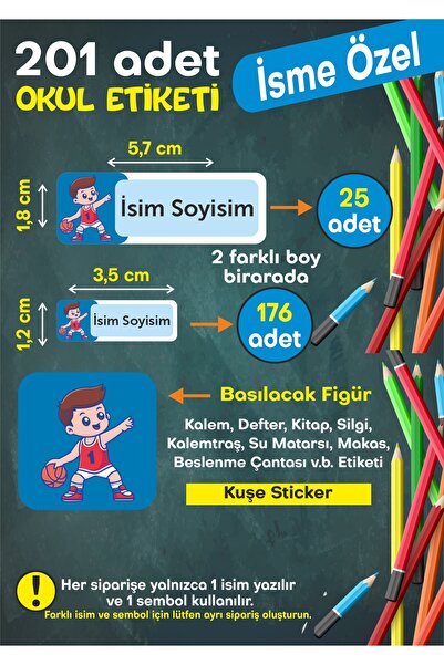 Okul Etiketi Kişiye Özel Okul Etiketi Kalem Defter Etiketi İsimli Sticker İsme Özel Okul Etiketi