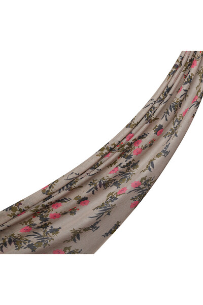 ipekevi Stone Cosmos Patterned Wool Silk Shawl