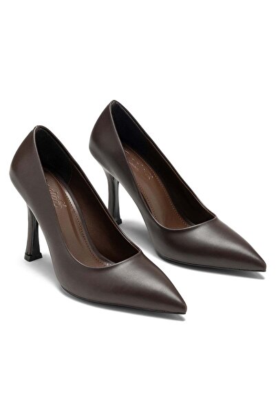 Dedos Women's High Heels Pointed Toe Flat Brown Colored Stiletto Shoes