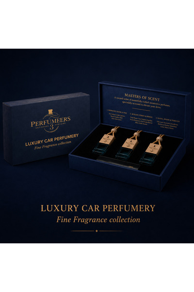 3Perfumeers NOU! Set de Odorizante Auto Premium, 3Perfumeers, Ventus, Salvaje, Smoked Vanilla, UNUM, 8 + 8 + 8 + 5 ml, 0% Alcool, durata 45-60 zile/sticluta