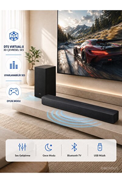 Samsung HDMI ARC ve Bluetooth Bağlantılı Kablosuz Subwooferlı Soundbar, Optik...
