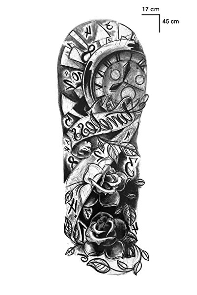 BiWini Timeless Saat ve Gül Modelli Geçici Kol Dövme