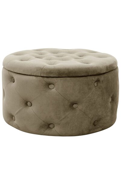 Solplant Taburet, rotund, cu spatiu depozitare, catifea, bej, max 80 kg, 55x3...