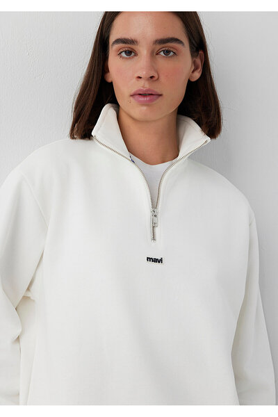 Mavi Half-Zip Sweatshirt Off-White