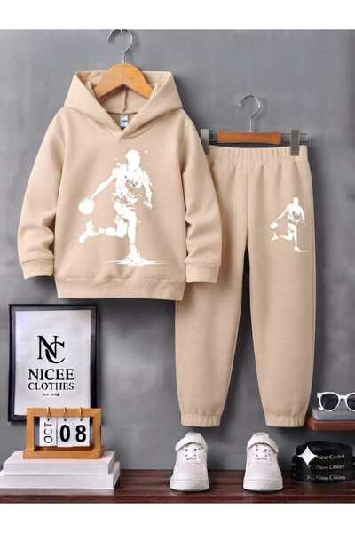 NC Nicee Clothes Children's Tracksuit Unisex (White Basketball Printed Winter...
