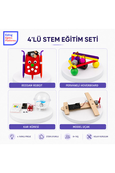 EDİNG EĞİTİM PLATFORMU Vecihi Model Uçak , Ressam Robot, Hoverboard, Kar Küre...