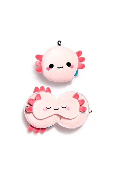 Relaxeazzz Children's Travel Pillow and Eye Mask-Maddie the Axoloty