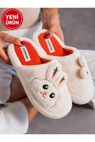 STOCON Women's Rabbit Carrot Ear Figured Silent Sole Plush Fluffy House Slipp...