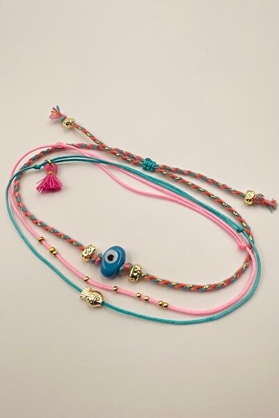 Concept HuBuTU Bohemian Seriesnavi Murano Evil Eye Beaded Rope Bracelet Set 3...