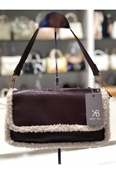 KRISTE BELL Furry Women's Hand and Shoulder Bag Medium Size with Flap