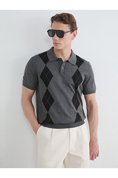 LC Waikiki Vizyon New Season Polo Collar Diamond Patterned Men's Knitwear T-S...