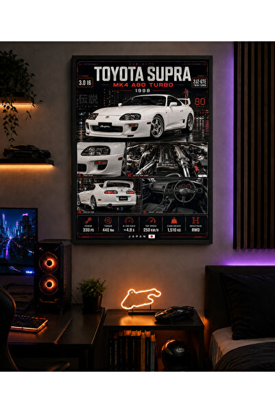 Miutic Print Studio Tablou decorativ auto Toyota Supra MK4 A80 Turbo 1998, Ta...