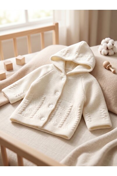 EYMİR GİYİM Newborn Hooded Double Layer Knitwear Baby Girl - Baby Boy Cardigan