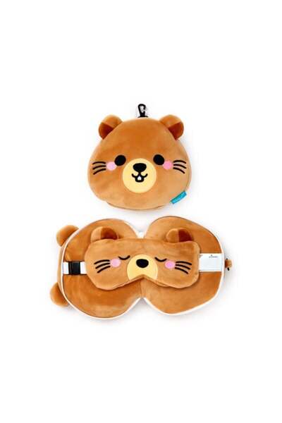 Relaxeazzz Children's Travel Pillow and Eye Mask-Mimi the Marmot Mountain Animal