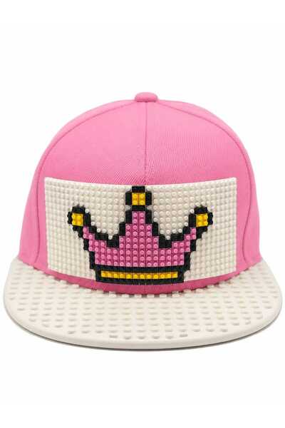 KUTPİA Pixel Blok Prenses Pembe Kız Çocuk Kep Şapka – LEGO Uyumlu Siperlikli,...