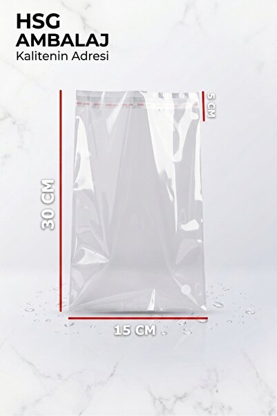 HSG TEMİZLİK 15x25+5 سم. (15*30) 100 قطعة - أكياس جيلاتين OPP لاصقة بشريط شفاف