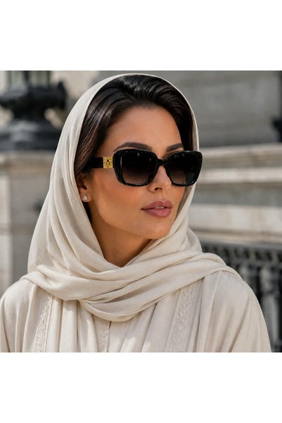 Révano نظارات شمسية نسائية فاخرة كبيرة الحجم مربعة الشكل مع عدسات متدرجة ومفصلات زخرفية أنيقة