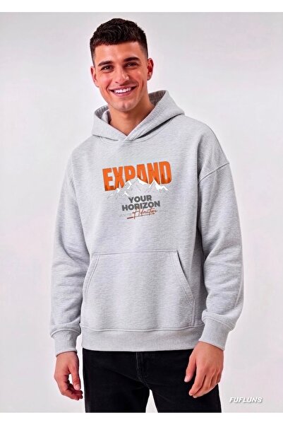 FUFLUNS Expand Printed Oversized Men's Hooded Sweatshirt