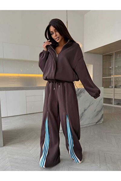 MODA12 Kadın şerit detaylı eşofman takımı