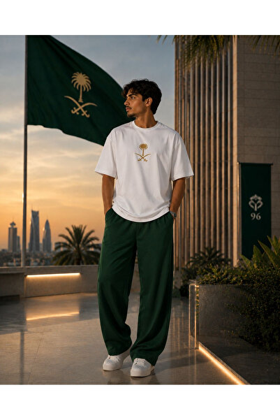 ZAVIXO Saudi Arabia National Day Men's Set 100% Cotton Quality Fabric Oversiz...