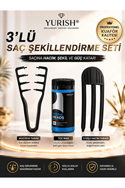 YURISH 3’lü Saç Şekillendirme ve Hacim Seti