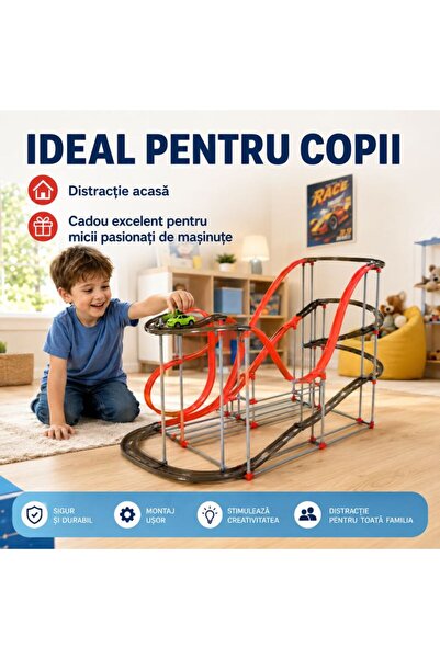 ANTIGRAVITY Pistă magnetică auto, Circuit auto XXL, 130 cm, 175 piese