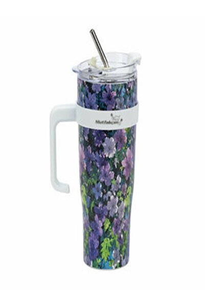 EKO Millioncum Steel Patterned Flask with Straw