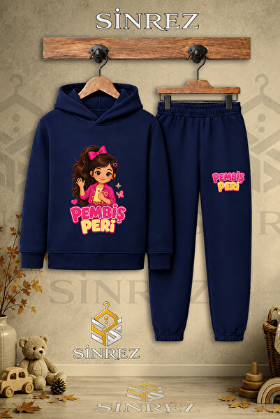 SİNREZ Children's Unisex Single Pink Fairy Half Hand Shake Printed Hooded Tra...