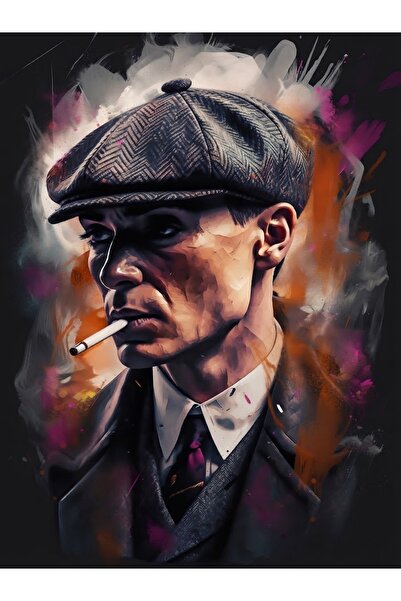 Thomas Shelby (Peaky Blinders) Sokak Sanatı ve Yağlı Boya Efektli Karizmatik MDF UV Baskı Tablo (60x90 cm)