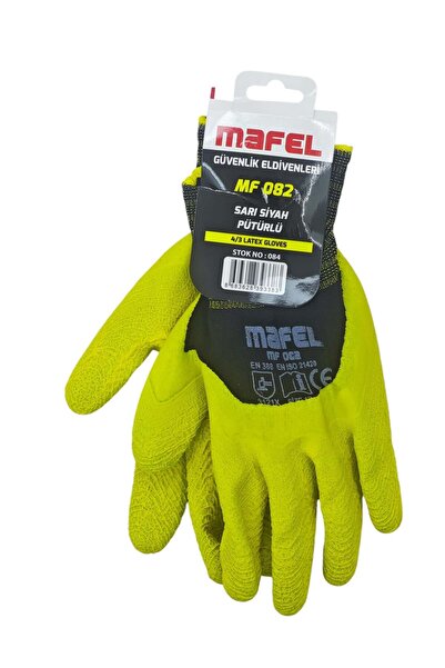 MF 082 Latex Pütürlü Eldiven 3/4 10" - Sarı/Siyah