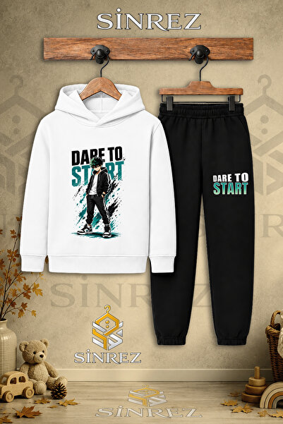 SİNREZ Children's Unisex Single-Piece Dare to Hands in Pocket Printed Hooded ...
