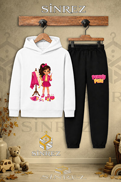 SİNREZ Children's Unisex Single-Piece Pink Fairy Modelist Printed Hooded Trac...
