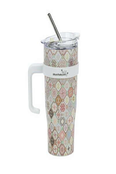 EKO Millioncum Steel Patterned Flask with Straw