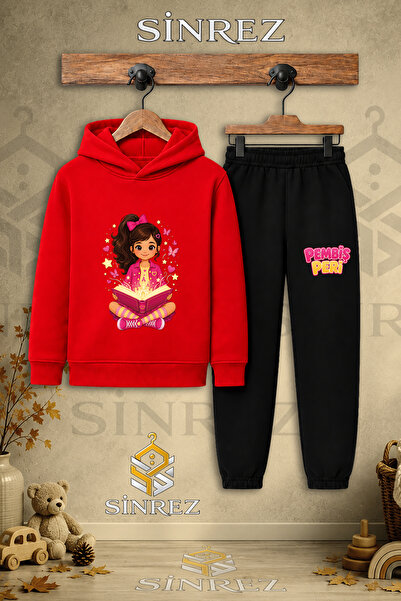 SİNREZ Children's Unisex Single-Piece Pink Fairy Reading a Book Printed Hoode...