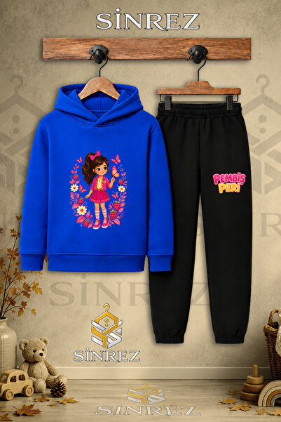 SİNREZ Children's Unisex Single-Piece Pink Fairy Snake Printed Hooded Tracksu...