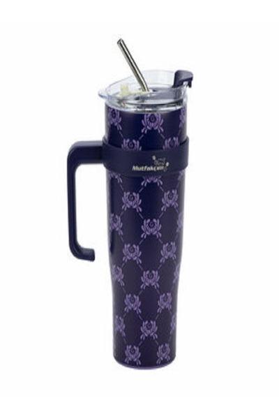 EKO Millioncum Steel Patterned Flask with Straw