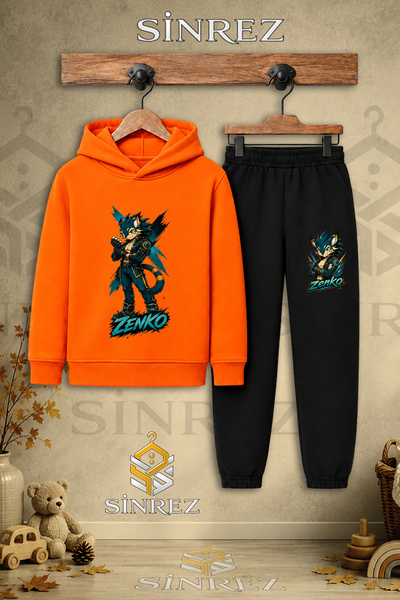 SİNREZ Children's Unisex Single Zenko Arkada X Printed Hooded Tracksuit Set