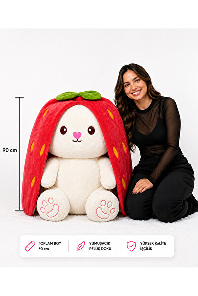 NUREYY AKSESUAR DEV BOY ÇİLEK TAVŞAN PELUŞ 180 CM