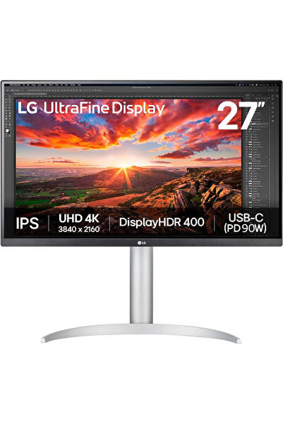 LG Monitör 27″ Düz, UHD 4K, IPS Panel, HDR10, 60 Hz, Ergonomik Stand (2025 Mo...