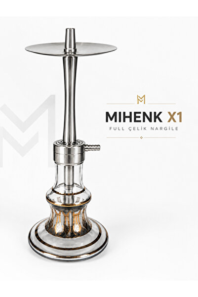 Mihenk X1 Full Çelik Nargile Takımı 45 cm + Marpuç + Çelik Marpuç Başlığı + N...