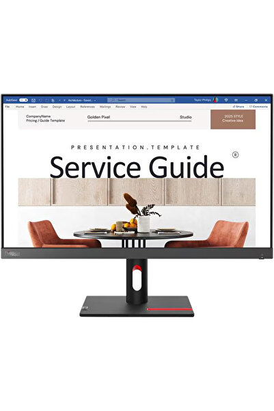 LENOVO Think Vision Monitör 23,8" Düz, FHD, IPS Panel, 3 Tarafı Kenarlıksız, ...